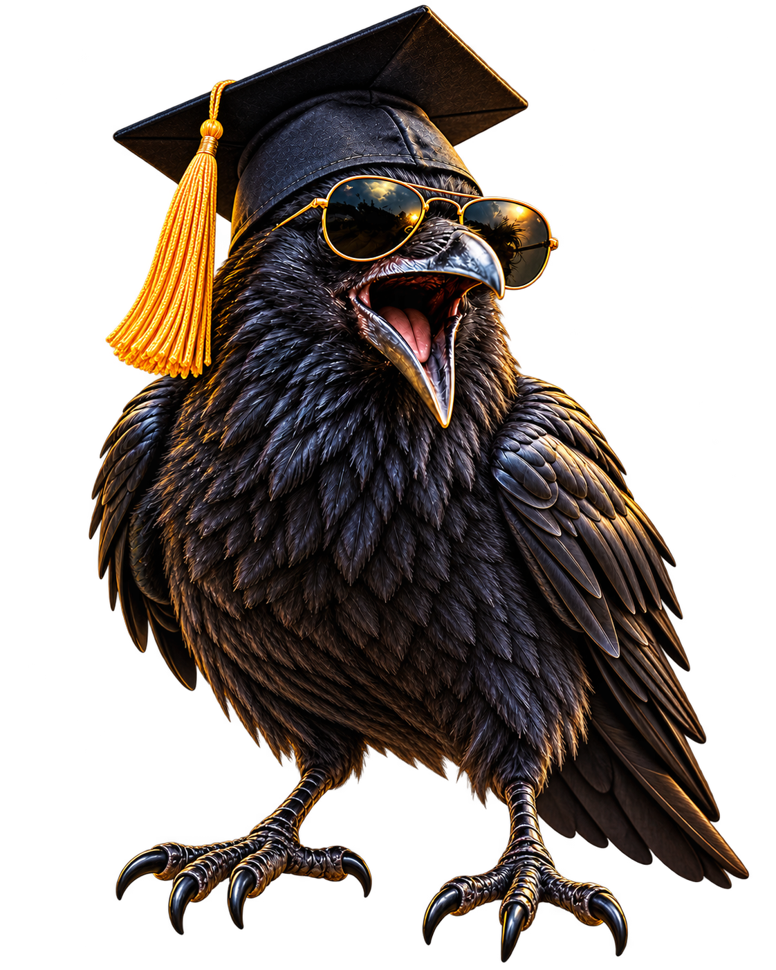 Crow University graduate crow wearing sunglasses