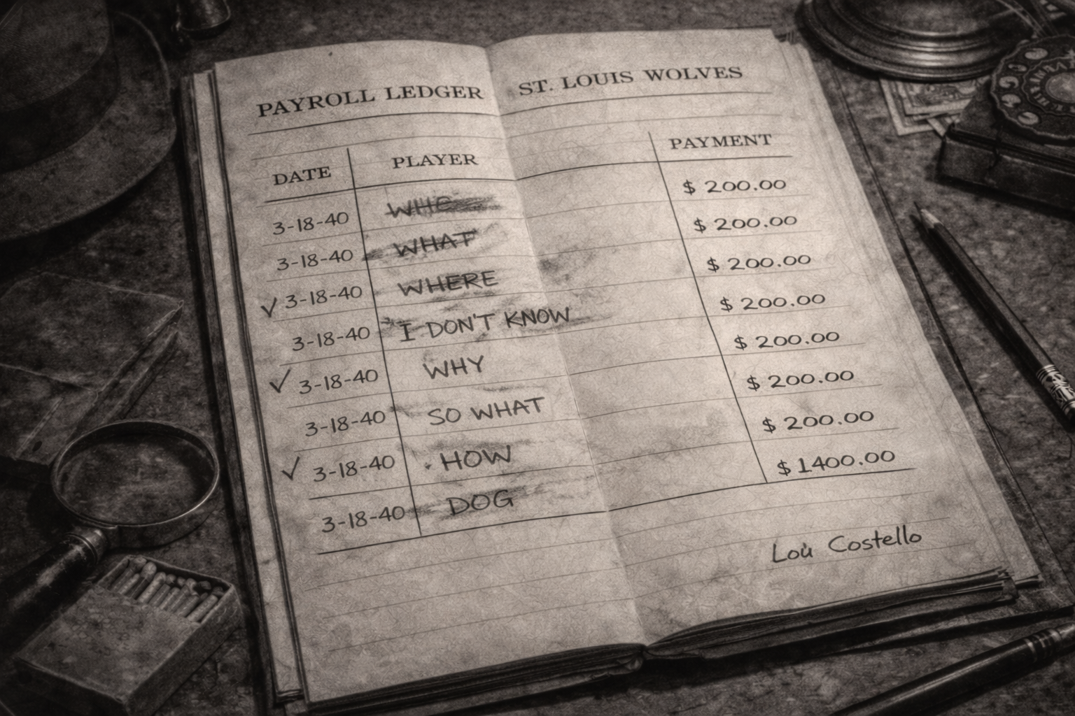 Wolves payroll ledger